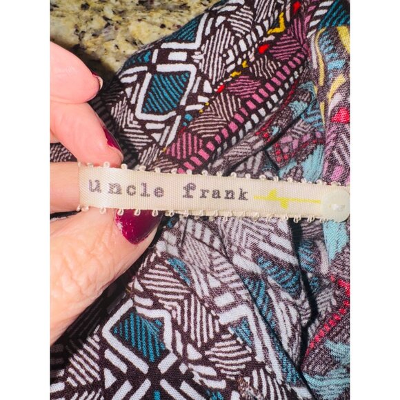 Boho Uncle Frank Anthropologie Multicolor Aztec Shirt Dress Coastal Cowgirl M - Picture 7 of 10